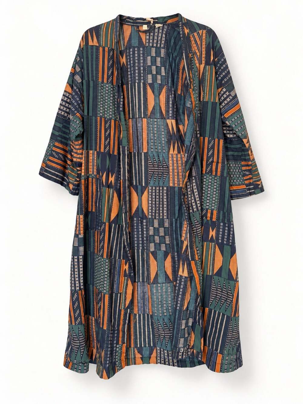 State O Maine Womens Geometric Print Dressing Gown Robe Kimono Boho Long Sleeve